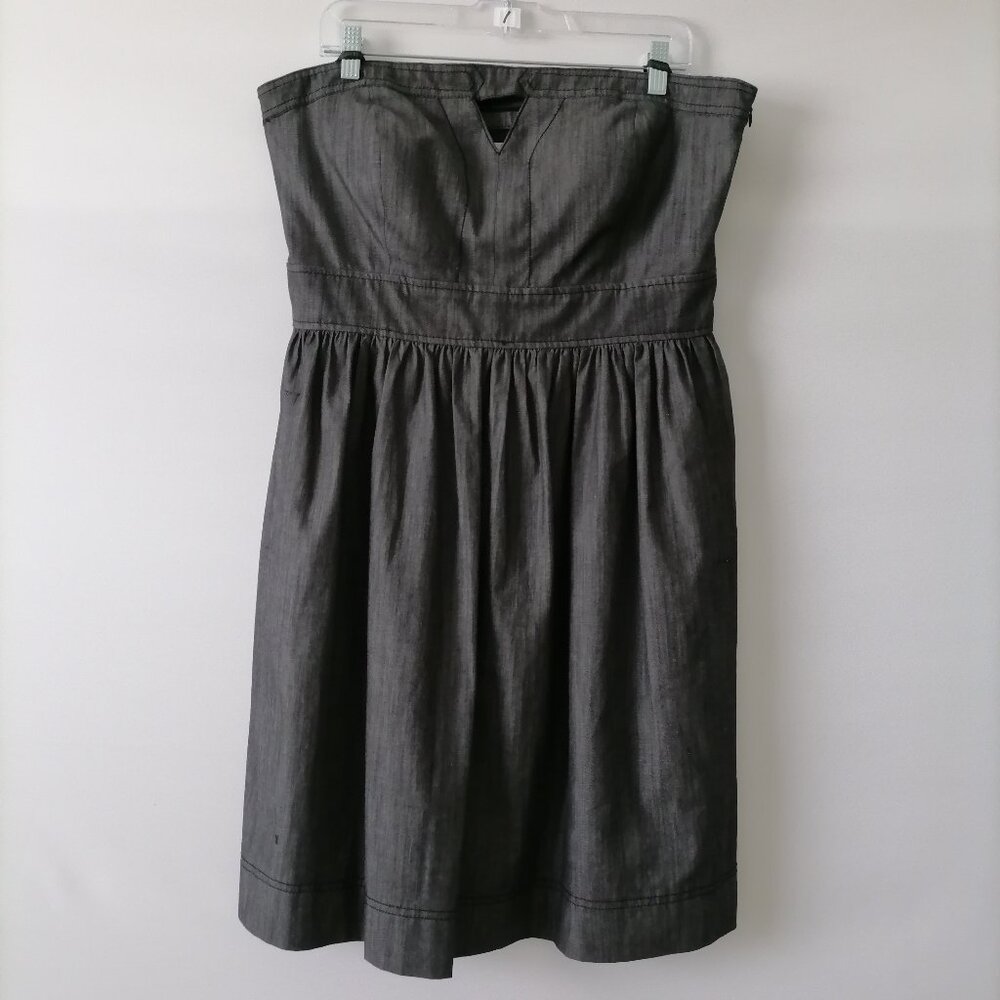 Calvin klein Womens Charcoal Gray Strapless Side Zip Fit & Flare Dress Size 14